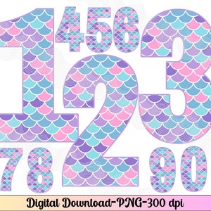 Numéros de sirène png, Numéros pour sublimation, Numéros d’anniversaire PNG, Clipart sirène Numéros 0-9 PNG, Numéros clip art, Numéros thème Sirène