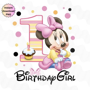 Baby Minnie 1e verjaardag png, 1e verjaardag opstrijkbaar Minnie Mouse, eerste verjaardag meisjes meisjes, ONE Minnie Mouse png, schattige baby Minnie 1e png