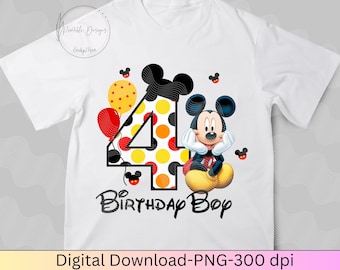 4th Birthday Mickey Mouse Png, Birthday 4 PNG, Mickey Birthday Graphic, Mickey Sublimation Birthday Graphics, Birthday Png, Mouse 4th png