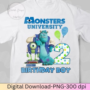 Monsters Inc 2nd Birthday Shirt PNG, Monster's University 2nd Birthday, Iron On 2nd Birthday, Sublimation für 2nd Birthday Monster's Inc