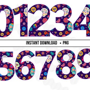 死者の日 PNG昇華数字ココ誕生日数字クリップアート数字0-9クリップアート数字ディア・デ・ロス・ムエルトスハロウィン誕生日