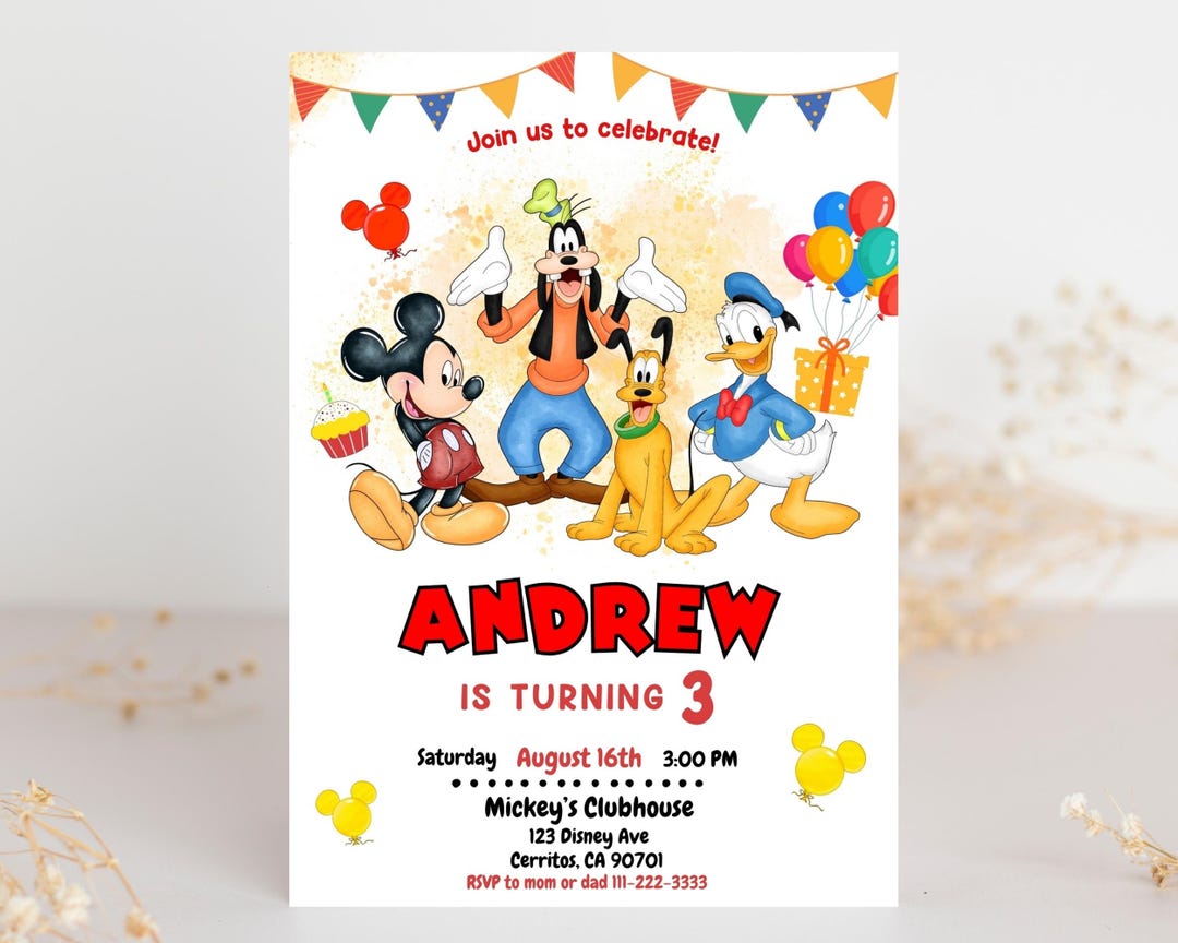 Mickey and Friends Birthday Invitation Mickey Mouse Clubhouse Birthday ...