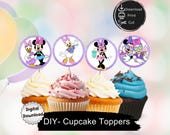 Pool Party Minnie Cupcake Toppers, Summer swim Cupcake decoration, Instant Download