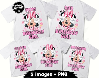 Family Birthday Shirts Minnie PNG, Bundle Pack Iron On Minnie, Mom of the birthday girl, Minnie Sublimation png, family birthday digital