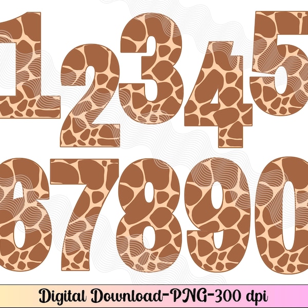 Giraffe Numbers png, Numbers for Sublimation, Birthday numbers PNG, Giraffe clipart Numbers 0-9 PNG, Clip art Numbers, Numbers Giraffe theme