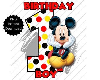 Mickey Mouse png, 1e verjaardag png, Mickey verjaardag afbeelding, Mickey sublimatie verjaardag graphics, verjaardag png, 1e verjaardag png