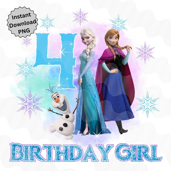 Frozen 4th Birthday Png, Iron On 4th Birthday, Magic Kingdom Birthday Princess iron On, Happy 4th Birthday, Happy Birthday Iron On Frozen