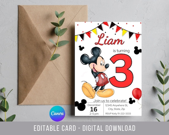 Mickey Mouse Birthday Invite, Birthday Invitation Mickey, Oh Twodles I'm two Micky, Birthday Boy Mickey Invitation, Mickey Invite kids bday