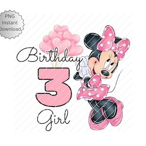 3e anniversaire Minnie Mouse Png, 3 anniversaire PNG, Minnie anniversaire PNG, Minnie Sublimation anniversaire, anniversaire Png, 3e anniversaire Png rose