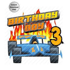3e anniversaire de voiture de course, PNG, fer à repasser Hot Wheels sur graphique, anniversaire garçon png, voiture de course par sublimation, voiture de course d'anniversaire en téléchargement numérique