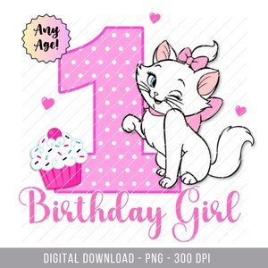 AristoCats Birthday png, Marie Aristocats iron On, 1st birthday Kitten png, Aristocats theme birthday iron on, Kitten Theme Birthday iron on