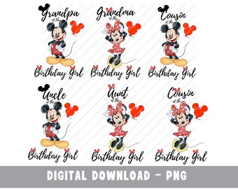 Minnie Mouse Extended Family Birthday PNG, Matching Family Shirts Minnie, Minnie Bundle png, Birthday minie iron on, Birthday Girl Sub