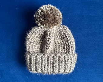 Gorro de punto plegable con pompón para bebé niño pequeño