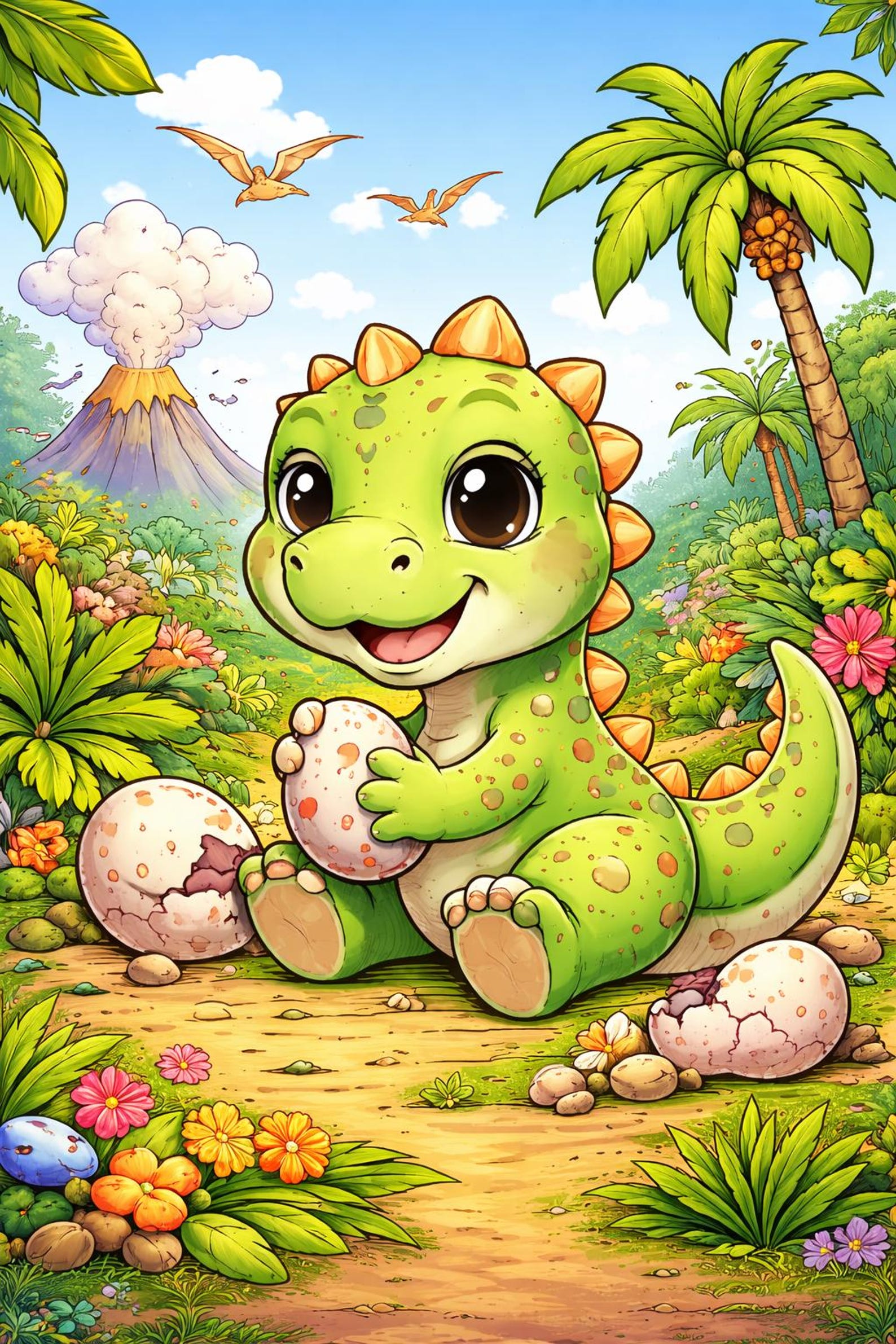 Cute Baby Dinosaur Coloring Page (printable) - Etsy