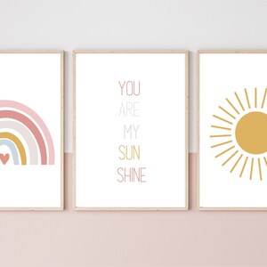 Boho Rainbow Sunshine Nursery Wall Art, Boho Kids Room Wall Art, DIGITAL DOWNLOAD