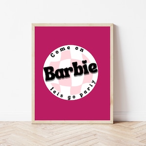 Barbie Wall Decor, Vieni Barbie Lets Go Party, Hot Pink Wall Decor, DOWNLOAD DIGITALE