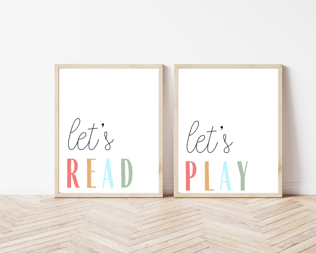 Let's Play Let's Read Play Room Wall Sign, Kids Room Wall Sign, Kids ...