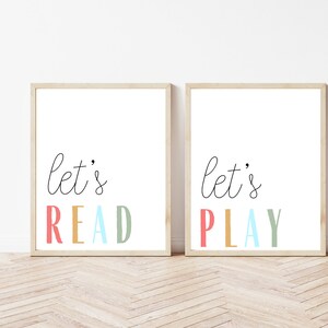 Let&#39;s Play Let&#39;s Read Play Room Wall Sign, Kids Room Wall Sign, Kids Room Wall Decor, DIGITAL DOWNLOAD