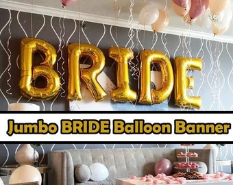14" 34" BRIDE Balloons, Rose Gold, Bride Banner, Wedding Decorations, Bridal Shower Balloons, Bachelorette Party Balloons
