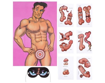 Bachelorette Party Favors Games, Pin the Junk on the Hunk