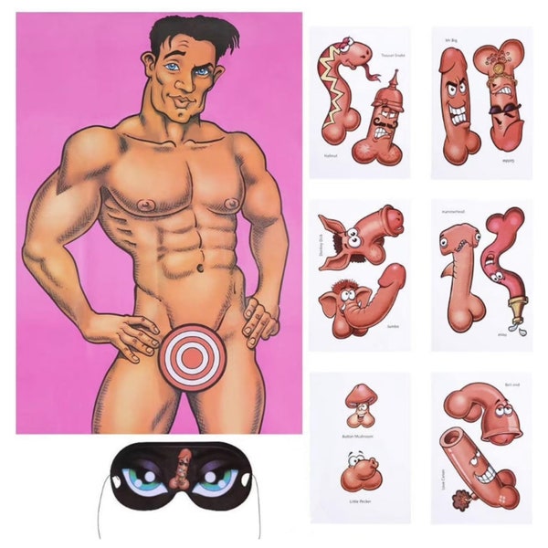 Bachelorette Party Favors Games, Pin the Junk on the Hunk