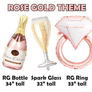 Bachelorette Game Decoration Balloons Set, Bridal shower Decor, Diamond ring balloon, champagne balloon, Champagne glass balloons