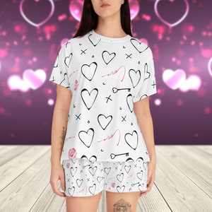 Valentine&#39;s Day Pajama Set: Red Rose Heart - Women&#39;s Short Sleepwear
