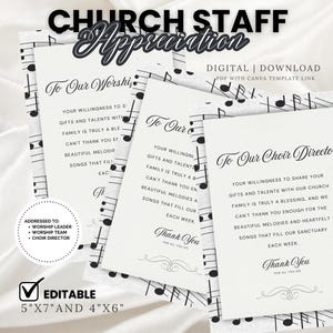 Apreciação da equipe da igreja | Cartão de agradecimento | Líder de adoração | Equipe de música | Diretor do coral | Presente | Encorajamento | Ministério | Modelo Canva