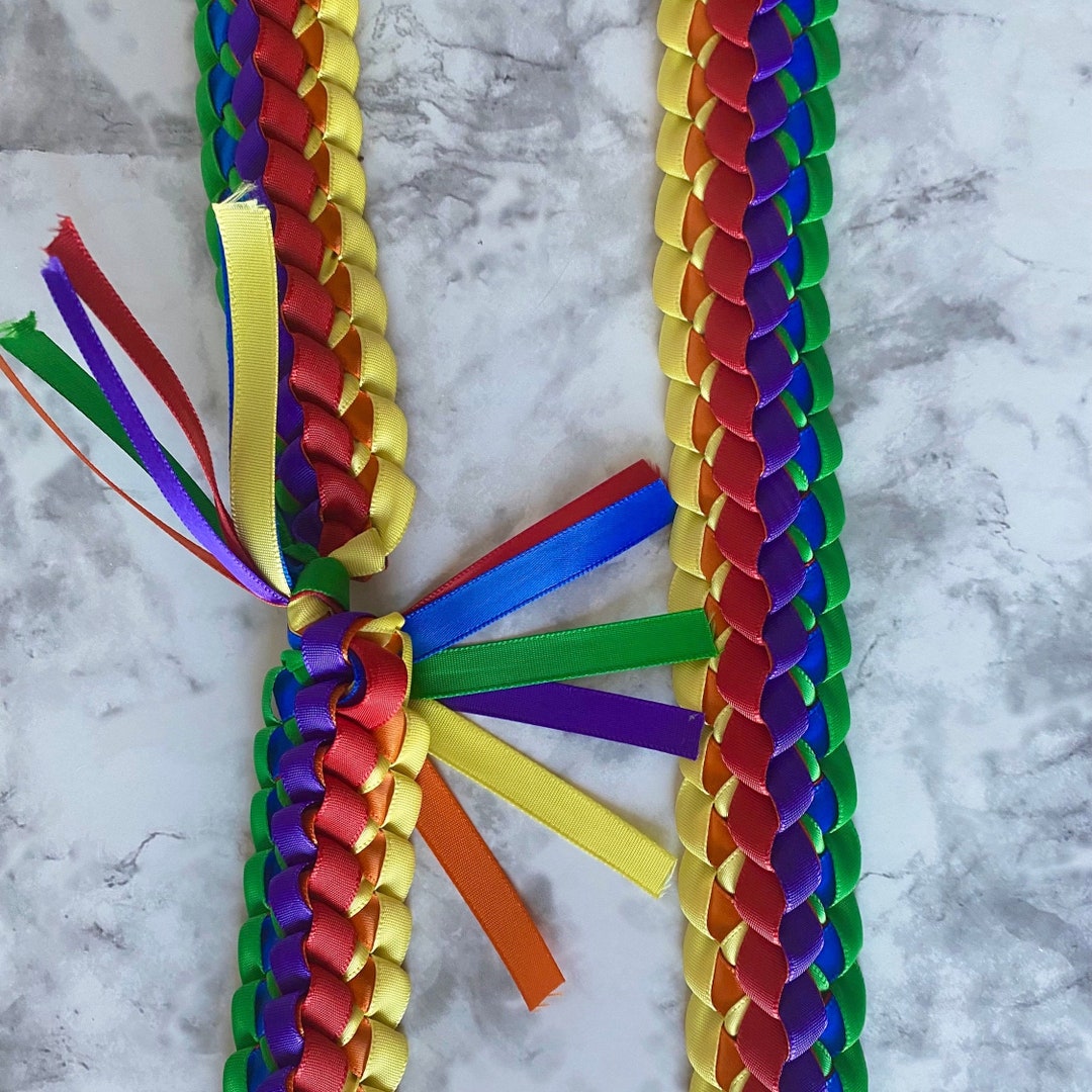 6 Colored Ribbon Lei Etsy
