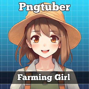 pngtuber, pngtuber premade, png tuber, pngtuber overlay, pngtuber twitch, pngtuber model, pngtuber assets, twitch, farming girl brown hair
