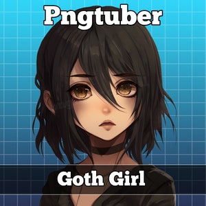 pngtuber, pngtuber premade, png tuber, pngtuber overlay, pngtuber twitch, pngtuber model, pngtuber assets, twitch, anime girl gothic black