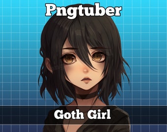 pngtuber, pngtuber prefabricado, png tubérculo, pngtuber superposición, pngtuber twitch, pngtuber modelo, pngtuber activos, contracción nerviosa, chica anime gótica negra