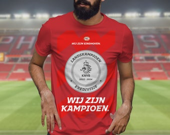 Maglietta PSV Eindhoven Kampioen 2023-2024 / Eredivisie Kampioen 25e Titolo / Rood & Zwart