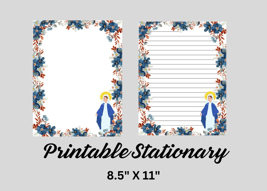 Stationary Mary and Jesus/catholic/christian/floral/printable - Etsy