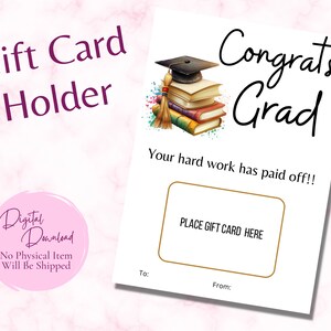 Congrats Grad Gift Card Holder, Last Minute Graduation Gift, Printable Grad Card, Gift for Senior, High School Graduation Gift, Commencement