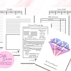 Diamond Painting Journal, Printable Digital Diamond Painting Log Book, Diamond Painting Tracker, Diamond Art Diary, Diamond Drill Log Book