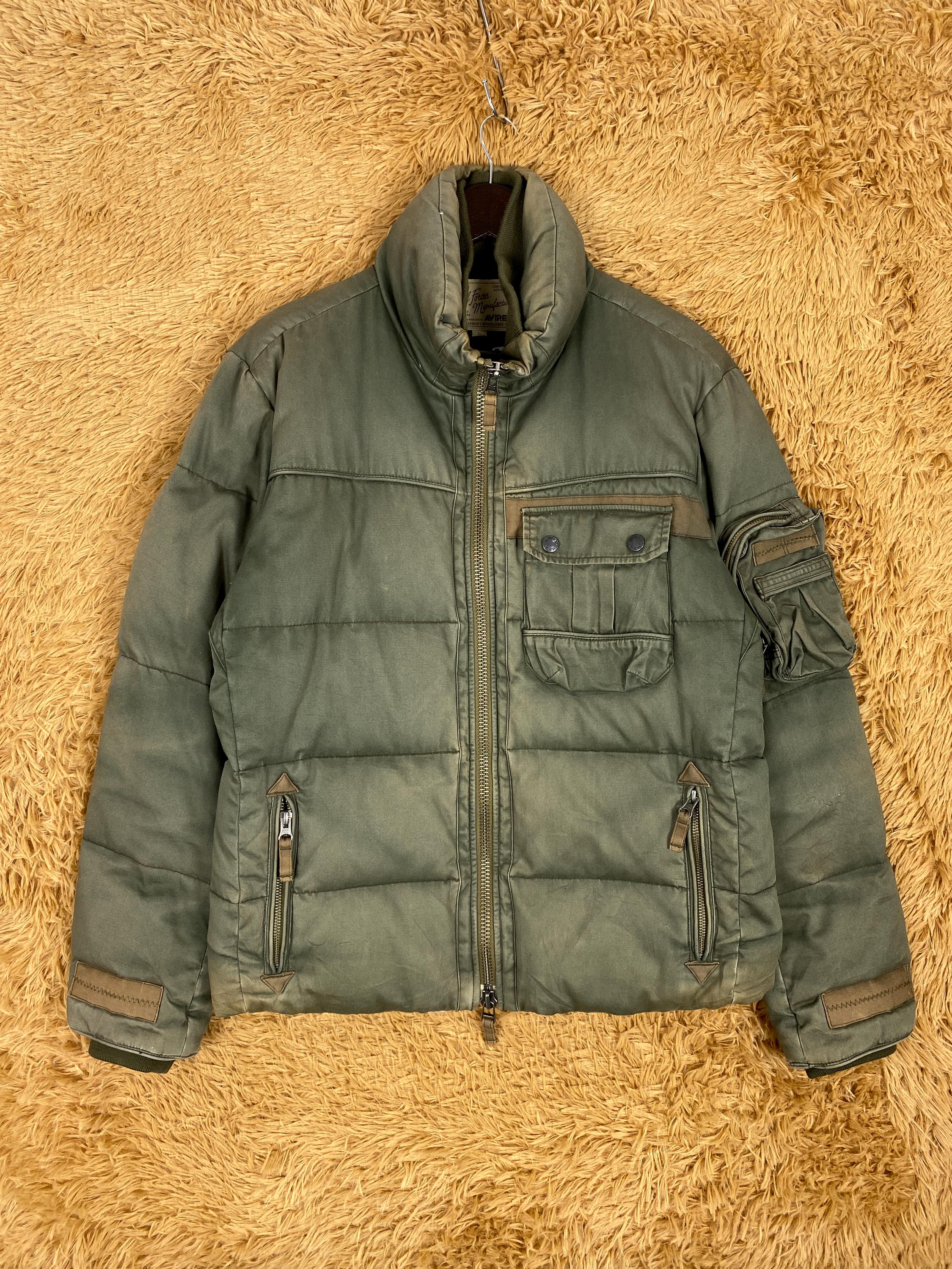 Vintage Avirex Military Down Puffer Jacket - Brown Cotton Canvas