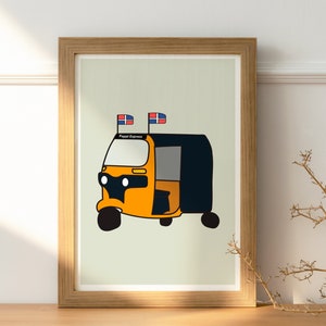 Taxi - Dominican Republic (Poppy Express, Republica Dominicana Illustration, Caribbean Artwork, Tropical Wall Art)