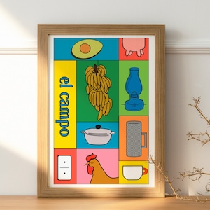 El Campo - Dominican Republic, Dominican Illustration, Countryside Art, Republica Dominicana, Digital Print, Tropical Art, Caribbean Art