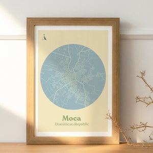 Moca, Dominican Republic Map (Moca Map, Digital Print, Wall Art, Caribbean Map)