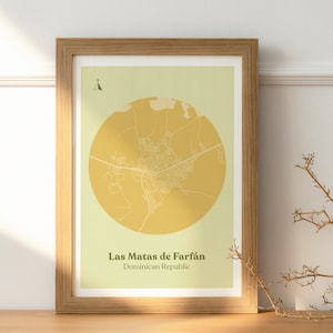 Las Matas de Farfán - Dominican Republic (Digital Print, Dominican Map, Caribbean Art, Wall Art, Republica Dominicana, Circle Map, Farfan)