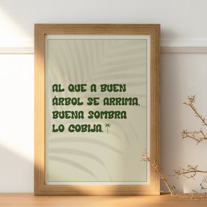 Al que a buen árbol se arrima | Digitaldruck, inspirierendes Zitat, motivierende Wandkunst, Dominikanische Republik, spanisches Zitat