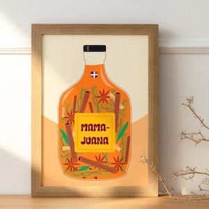 Mamajuana Digital Print - Dominican Republic, Republica Dominicana, Cocktail Print, Drink Wall Art, Tropical, Caribbean, Illustration