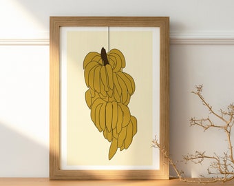 Banana Digital Print - Banana Illustration, Guineo, Instant Download, Digital Art
