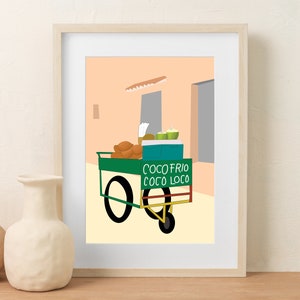 Coconut Stand Digital Print (Coco Art, Dominican Republic, Caribbean Wall Art, Tropical Artwork, Coco Frio, La Republica)