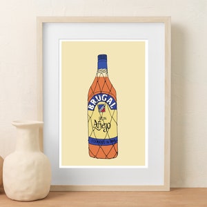 Brugal Digital Print (Hand drawn, Rum Artwork, Dominican Republic, Republica Dominicana, Tropical Wall Art, Caribbean Art, Personalized)