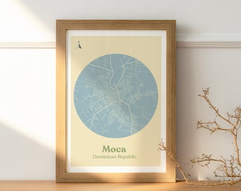 Moca, Dominican Republic Map (Moca Map, Digital Print, Wall Art, Caribbean Map)