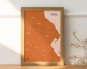 Barahona Map - Dominican Republic (Dominican Map Print, Map Art, Dominican Gift Map, Dominican Republic Illustration, Digital Print)
