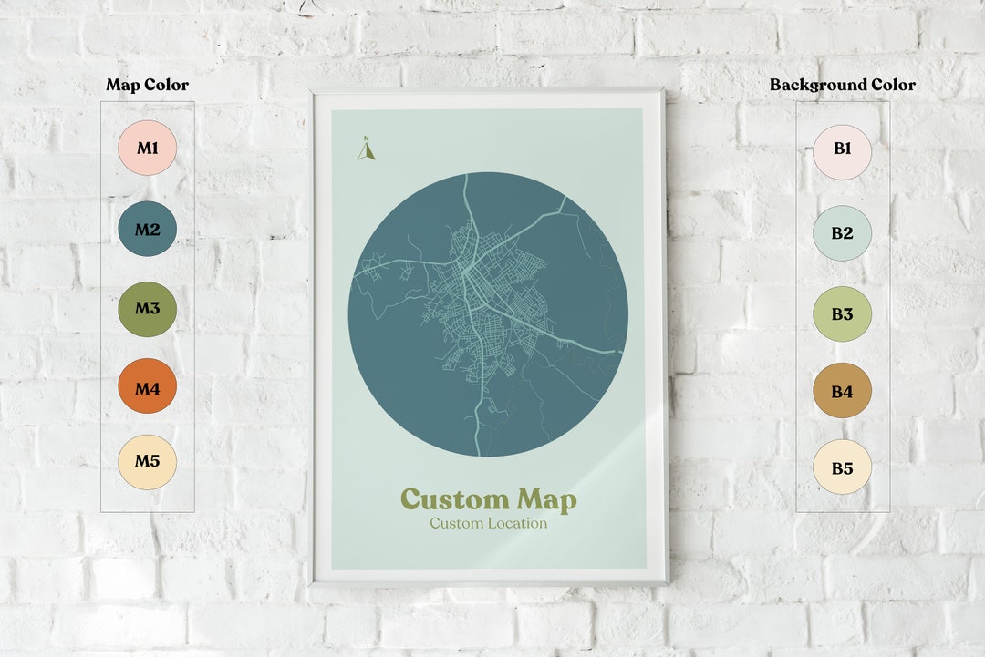 Custom Map - Digital Print (custom Gift, Personalization, Digital ...