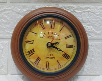 Mini Wooden Wall Clock 6 inch – Mid Century Modern Clock, Farmhouse Rustic Wall Decor, Unique Wooden Clock Gift for Home and Office